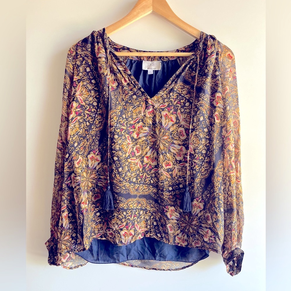 Johnny Was Jade Riley Silk Peasant Blouse S - Picture 6 of 16